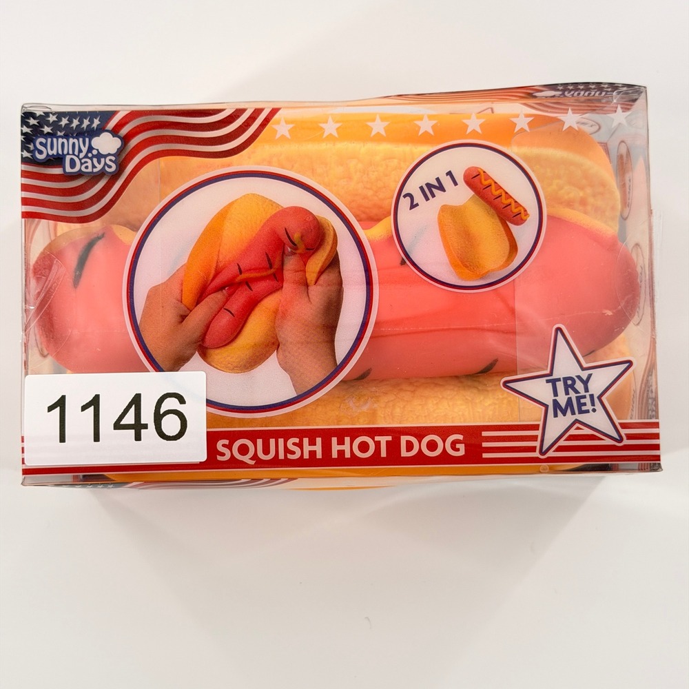 Sunny Days Squish Hot Dog Kids Orange Red 2 In 1 Sensory Stress Toy NWT